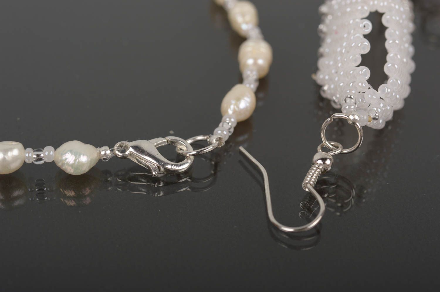 Beautiful handmade jewelry set beaded earrings beaded necklace bridal look photo 4