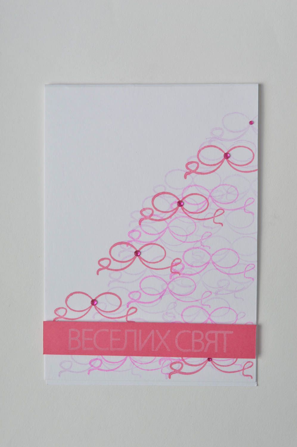 Carte de voeux scrapbooking faite main blanc-rose en carton Idée cadeau photo 2