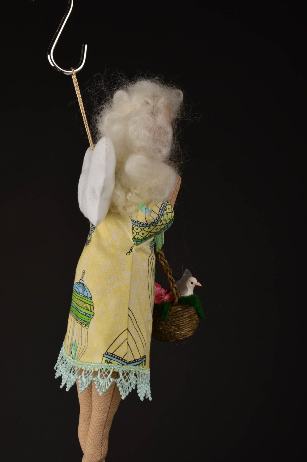 Peluche ange fait main Déco maison Cadeau original textile à suspendre design photo 5