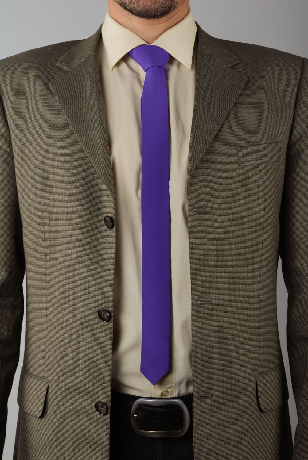 Handmade narrow tie purple photo 1