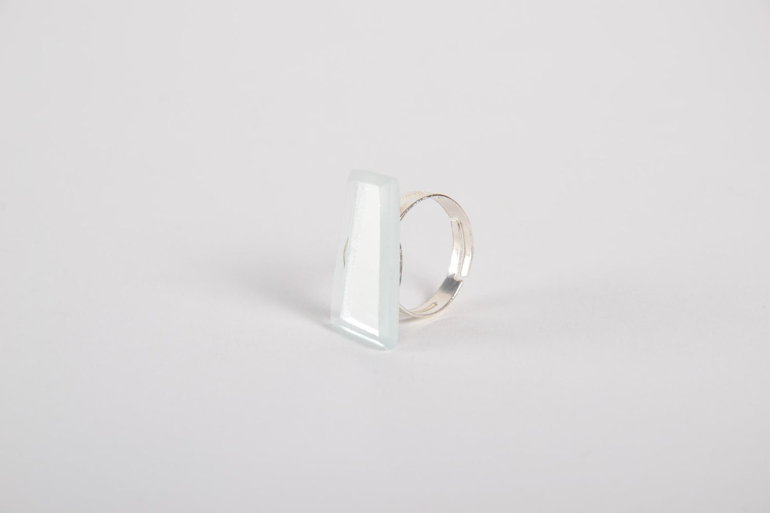 Handmade ring made of glass women glass handmade accessory glass jewelry  photo 5