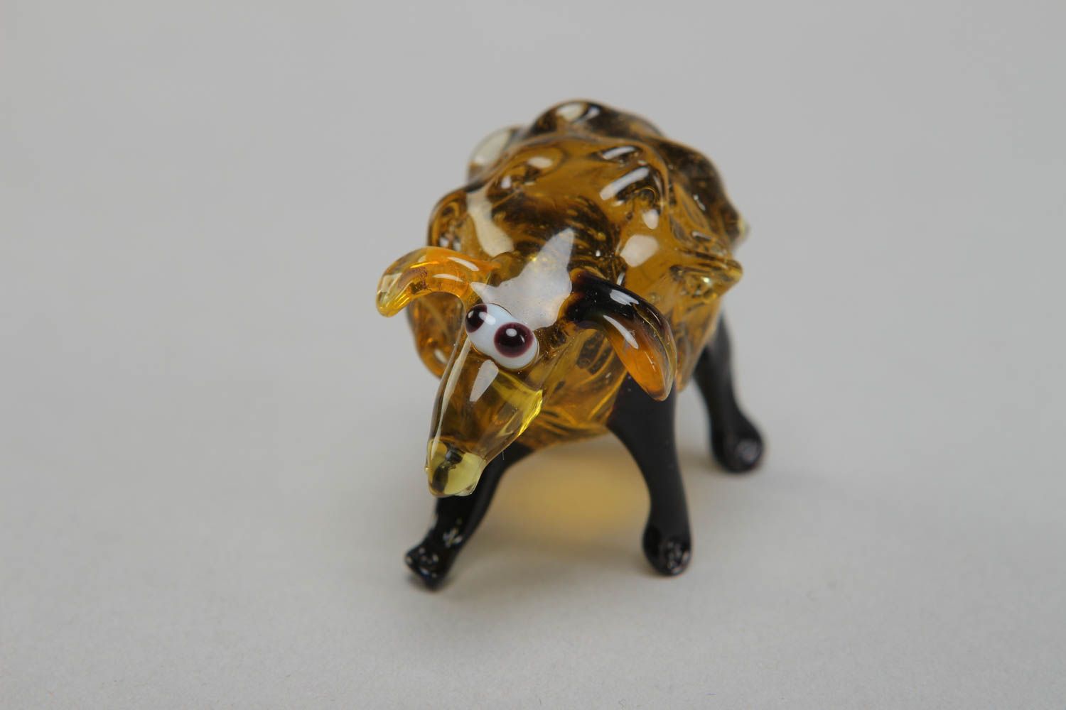 Figurine miniature en verre au chalumeau brune décorative faite main Brebis photo 2