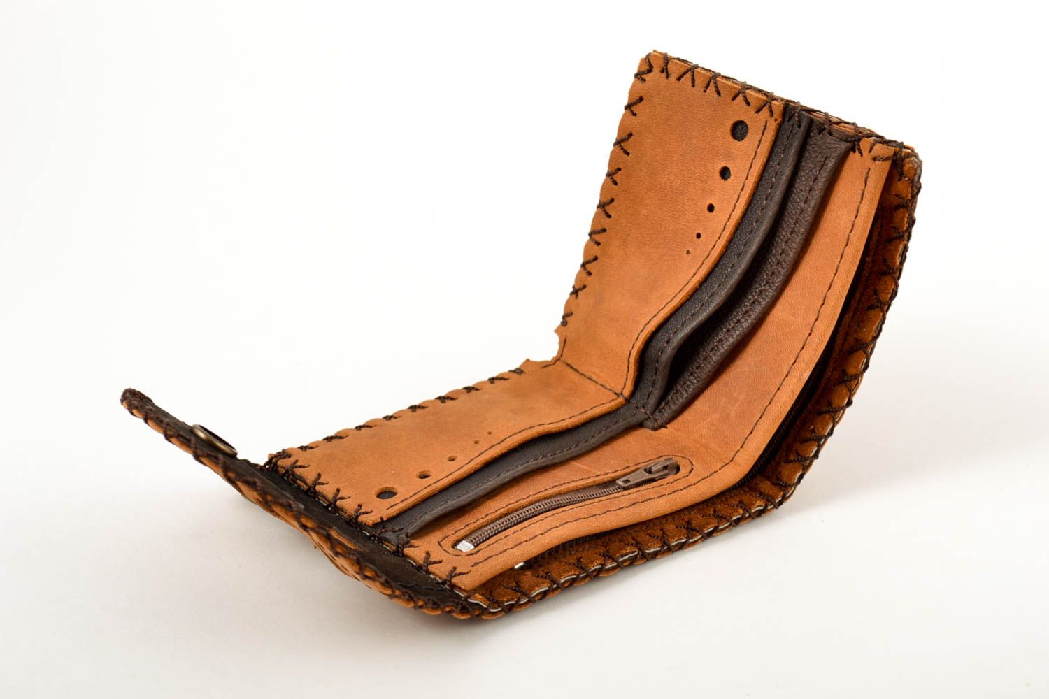 Handmade Leder Geldbörse Accessoire für Männer Herren Geldbeutel mit Muster foto 4