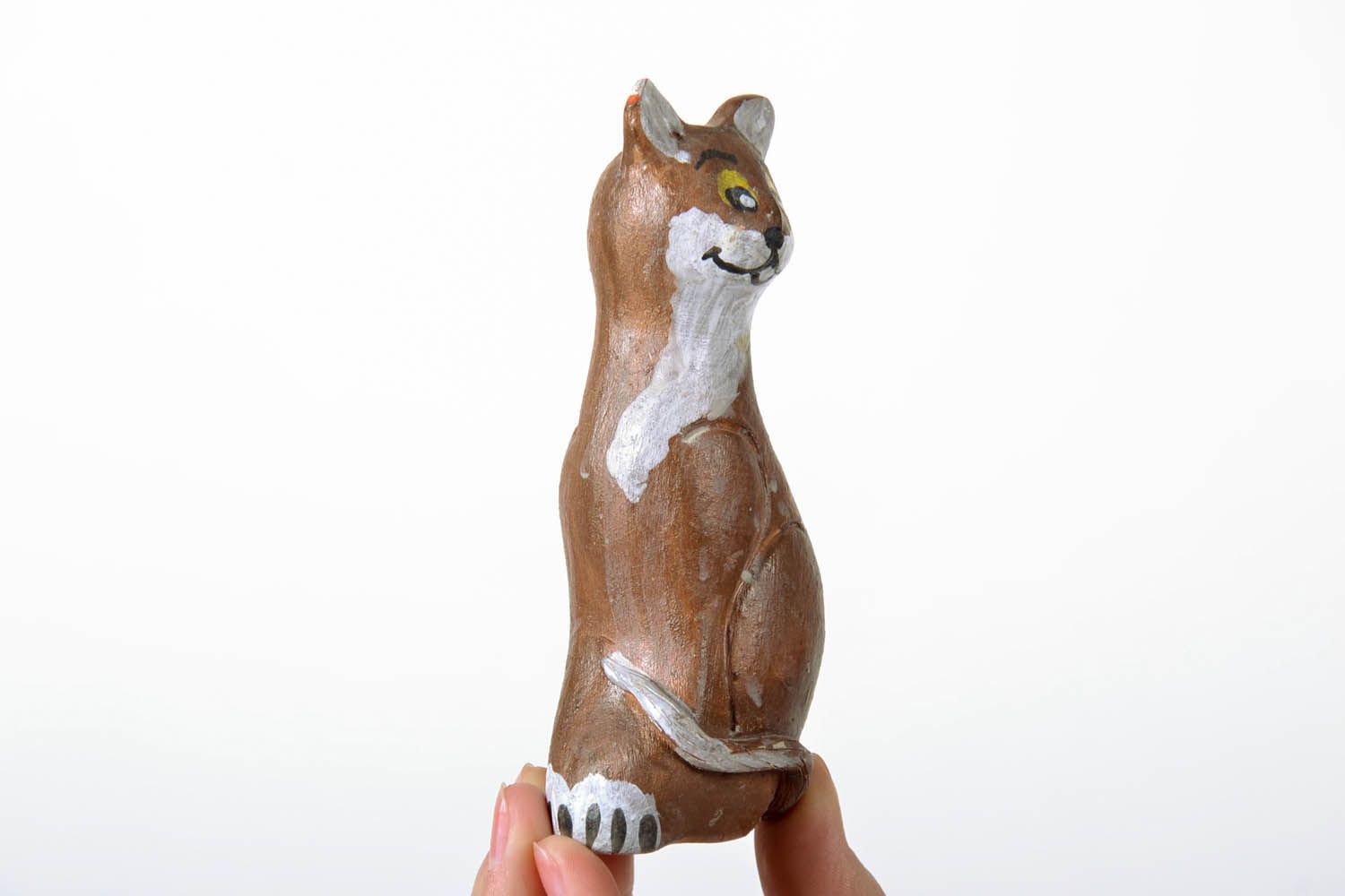 Estatueta decorativa de raposa artesanal de argila decoração do interior com figuras de cerâmica  foto 5