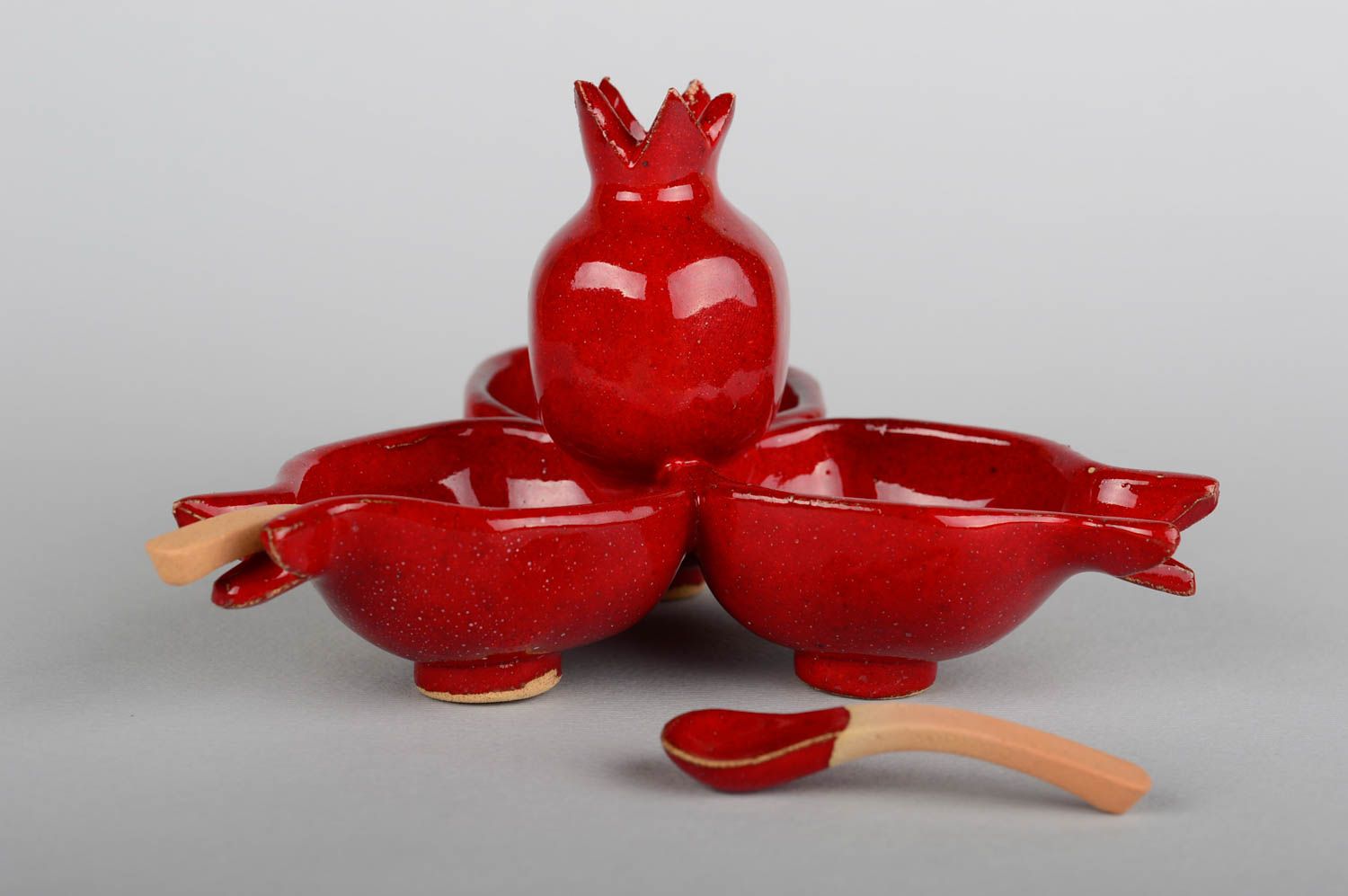 Авторская керамика ручной работы набор для приправ керамическая посуда гранаты фото 1