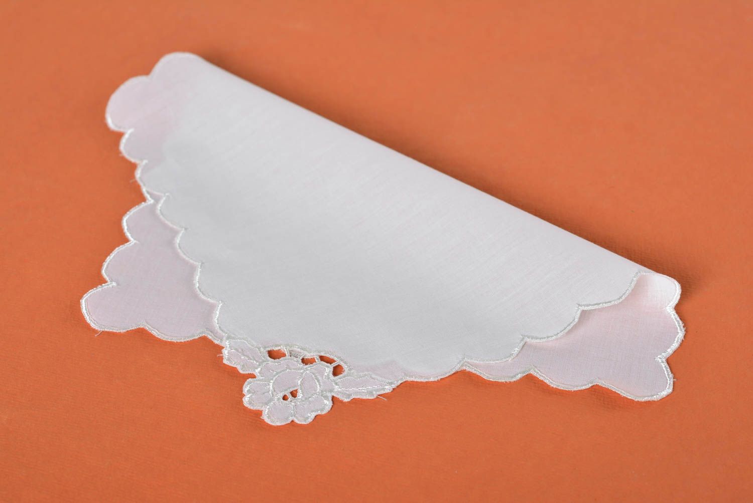 Носовой платок ручной работы модный платок белоснежный оригинальный подарок фото 3