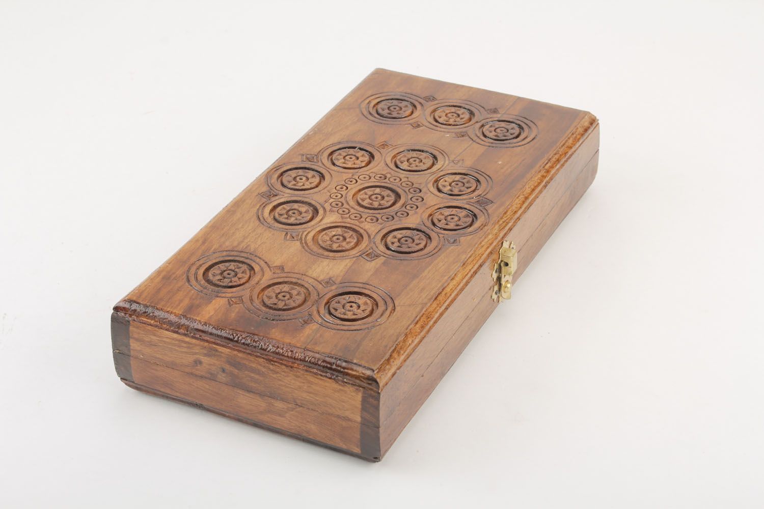 Homemade wooden backgammon box photo 2