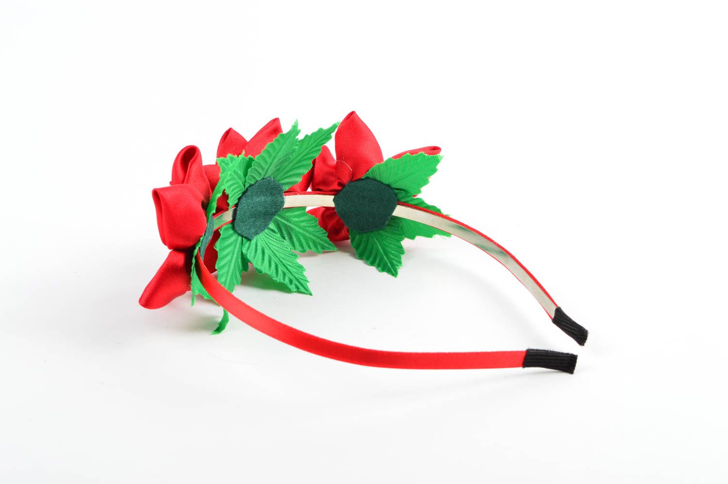 Serre-tête fleurs fait main Accessoire cheveux rouge Cadeau pour femme photo 2