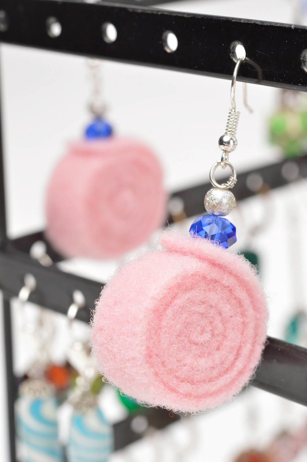 Handmade wool earrings felted accessories woolen felting jewelry gift for girls photo 1