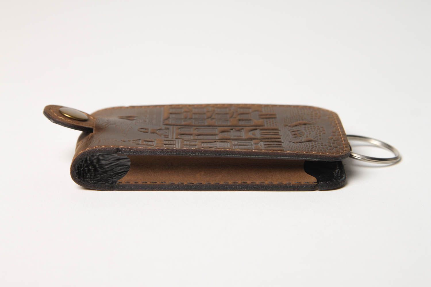 Кожаное изделие ручной работы коричневая кожаная ключница оригинальный подарок фото 4