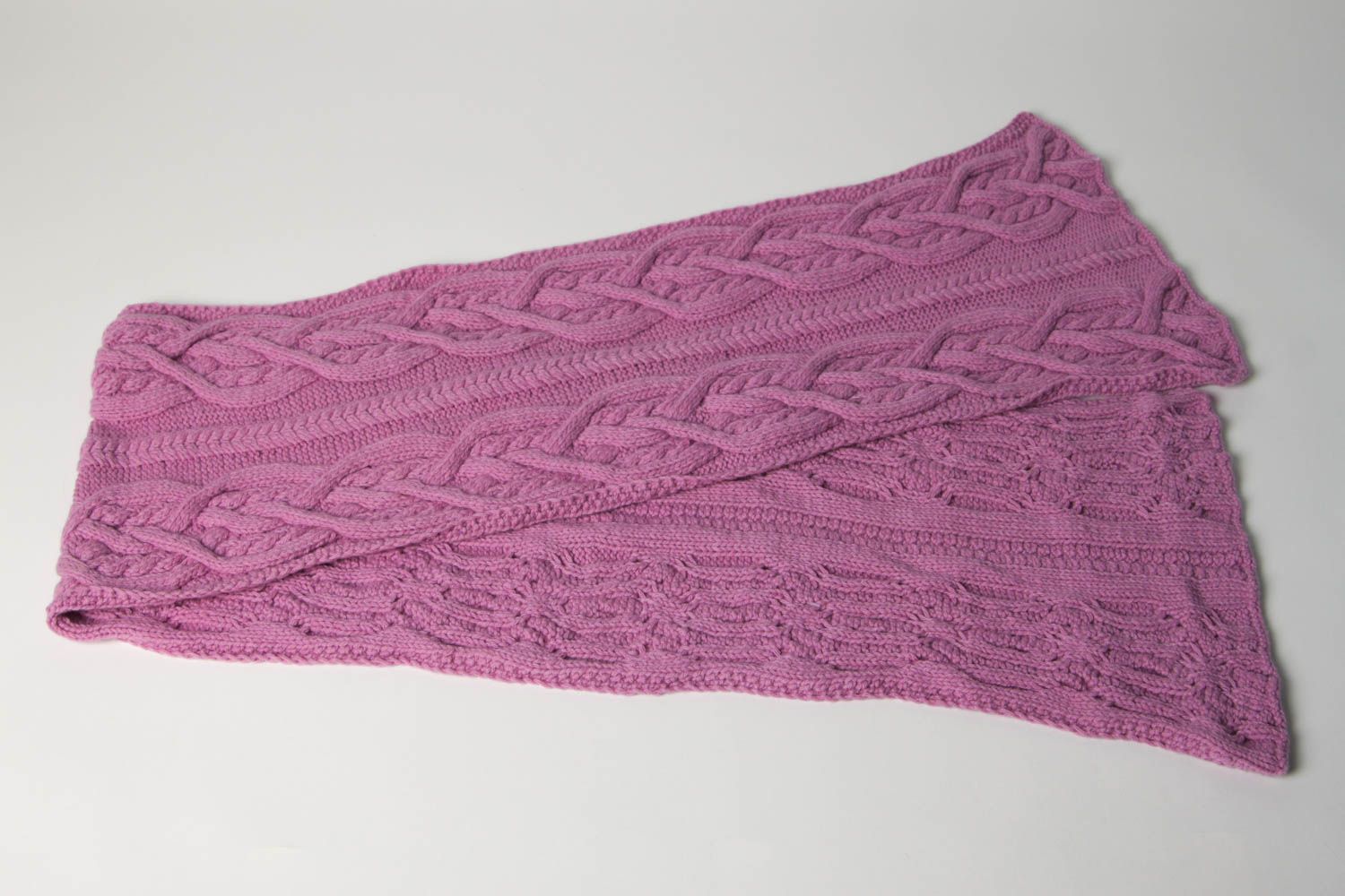 Bufanda hecha a mano de lana mezclada color lila ropa de mujer regalo original foto 3