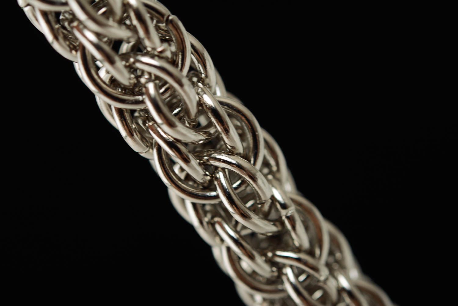 Bracelet en métal tressé mince composé de mailles fait main unisexe original  photo 4