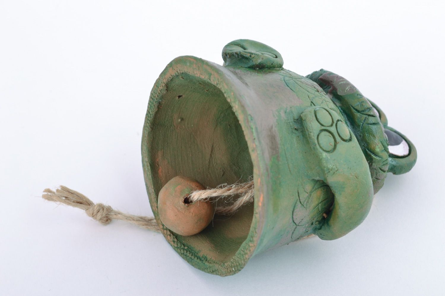 Il campanello dipinto fatto a mano souvenir originale rana in ceramica con filo  foto 5