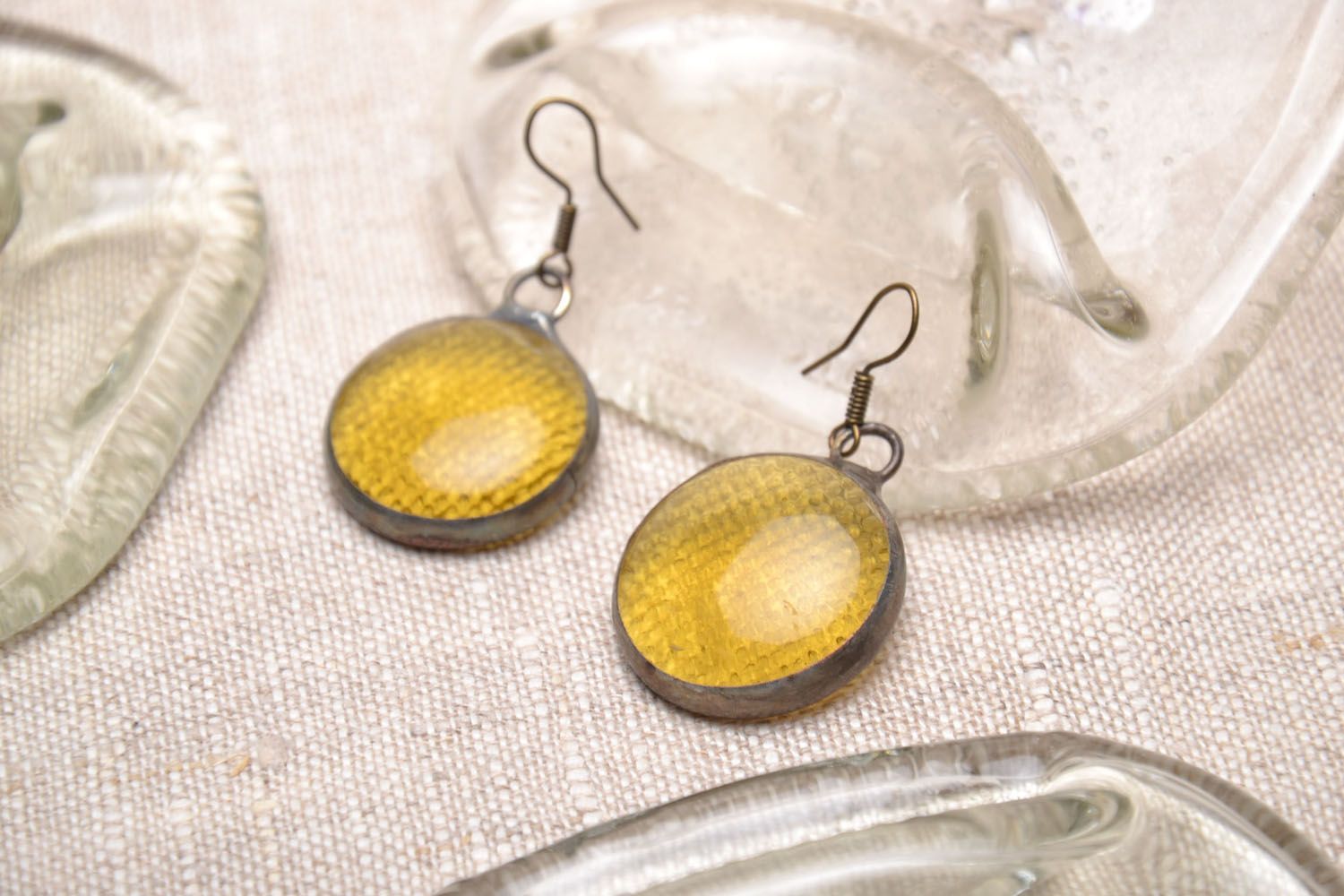 Handmade glass earrings photo 1