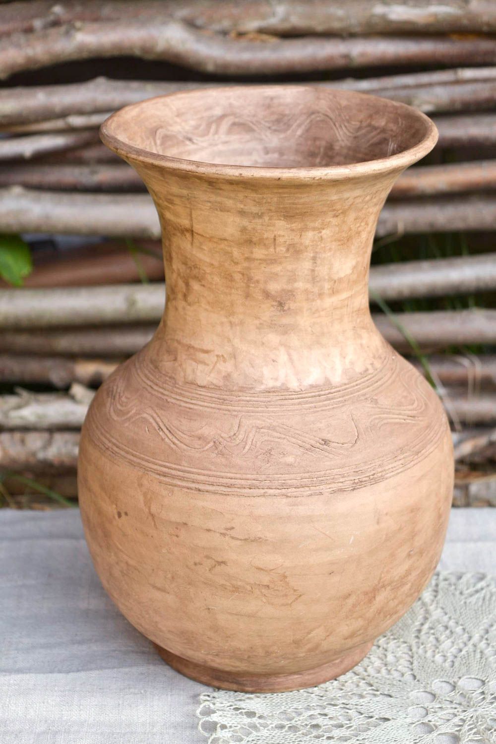 White clay large vase pitcher 150 oz for décor 4 lb photo 1