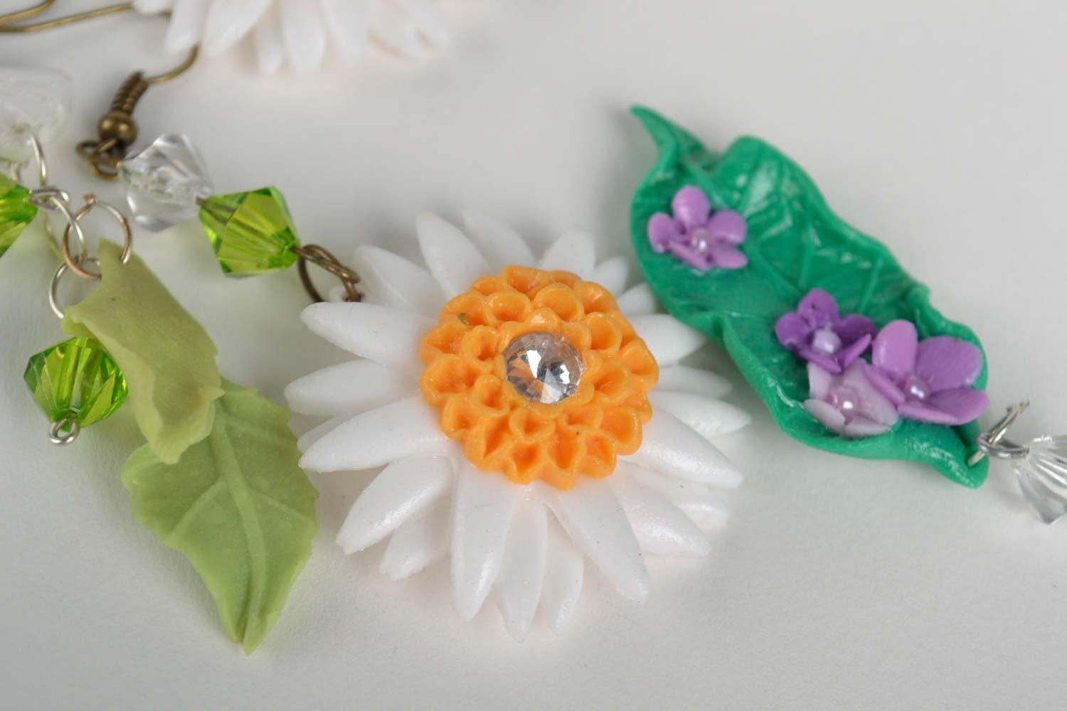 Jewelry set flower earrings polymer clay handmade earrings fashion accessories photo 3