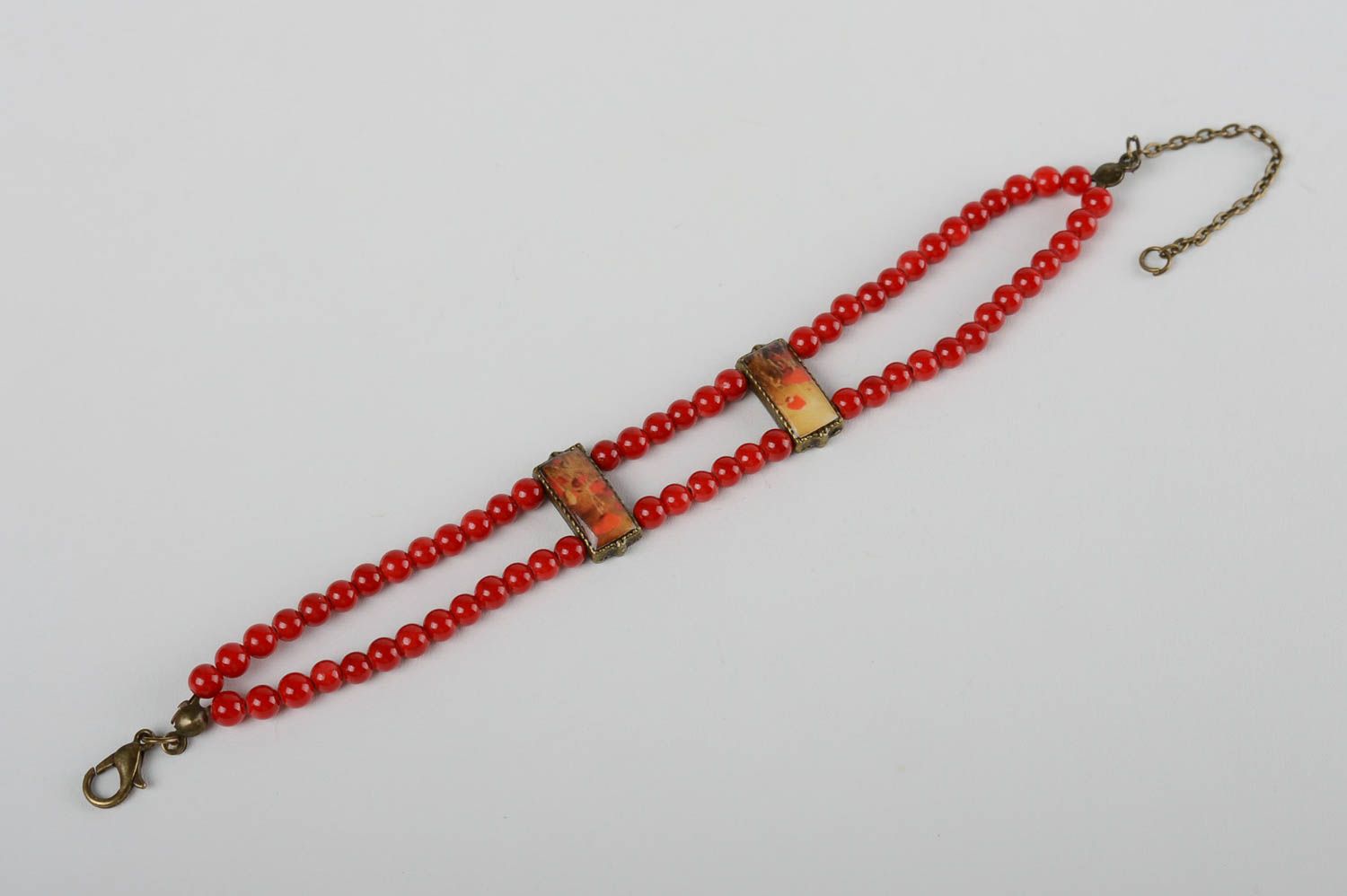 Красный браслет ручной работы браслет из натуральных камней необычный подарок фото 1