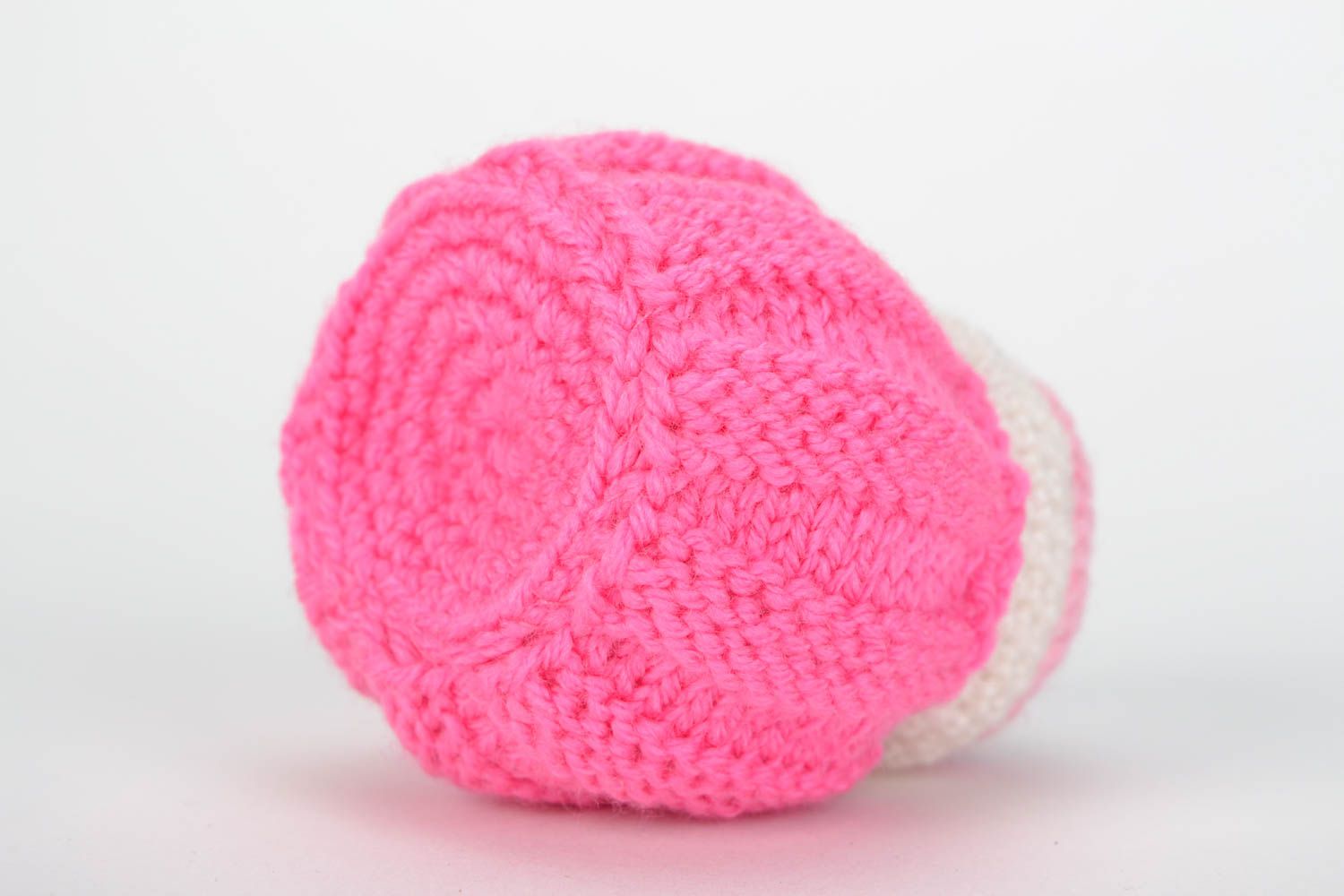 Miniature handmade pink crochet soft cake for home decor photo 5