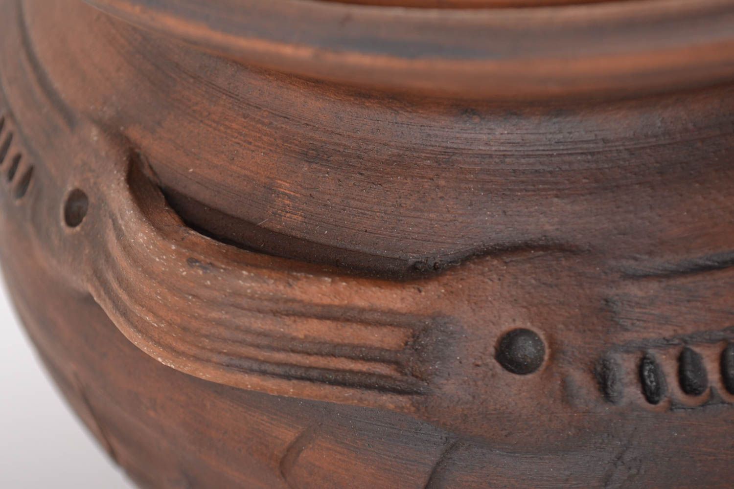 Joli pot en céramique dans le style ethnique fait main avec couvercle 6 litres photo 3
