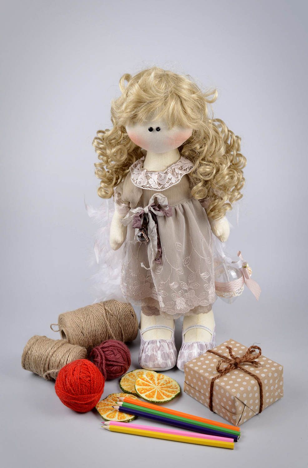 Кукла из ткани кукла ручной работы кукла для малышей мягкая кукла ангелочек фото 5