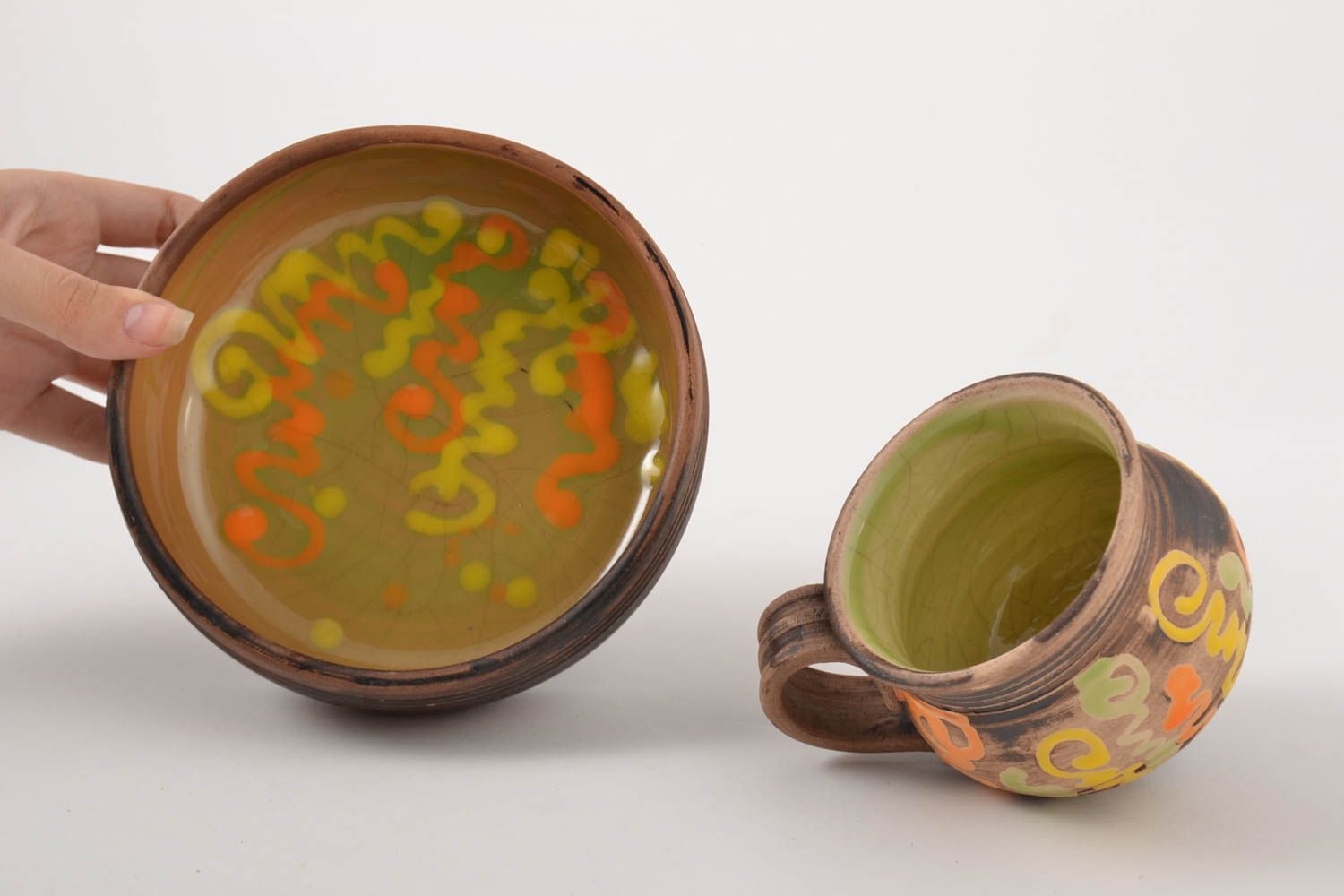 Set of handmade dishes ceramic dishware clay kitchen utensils handmade pottery photo 5