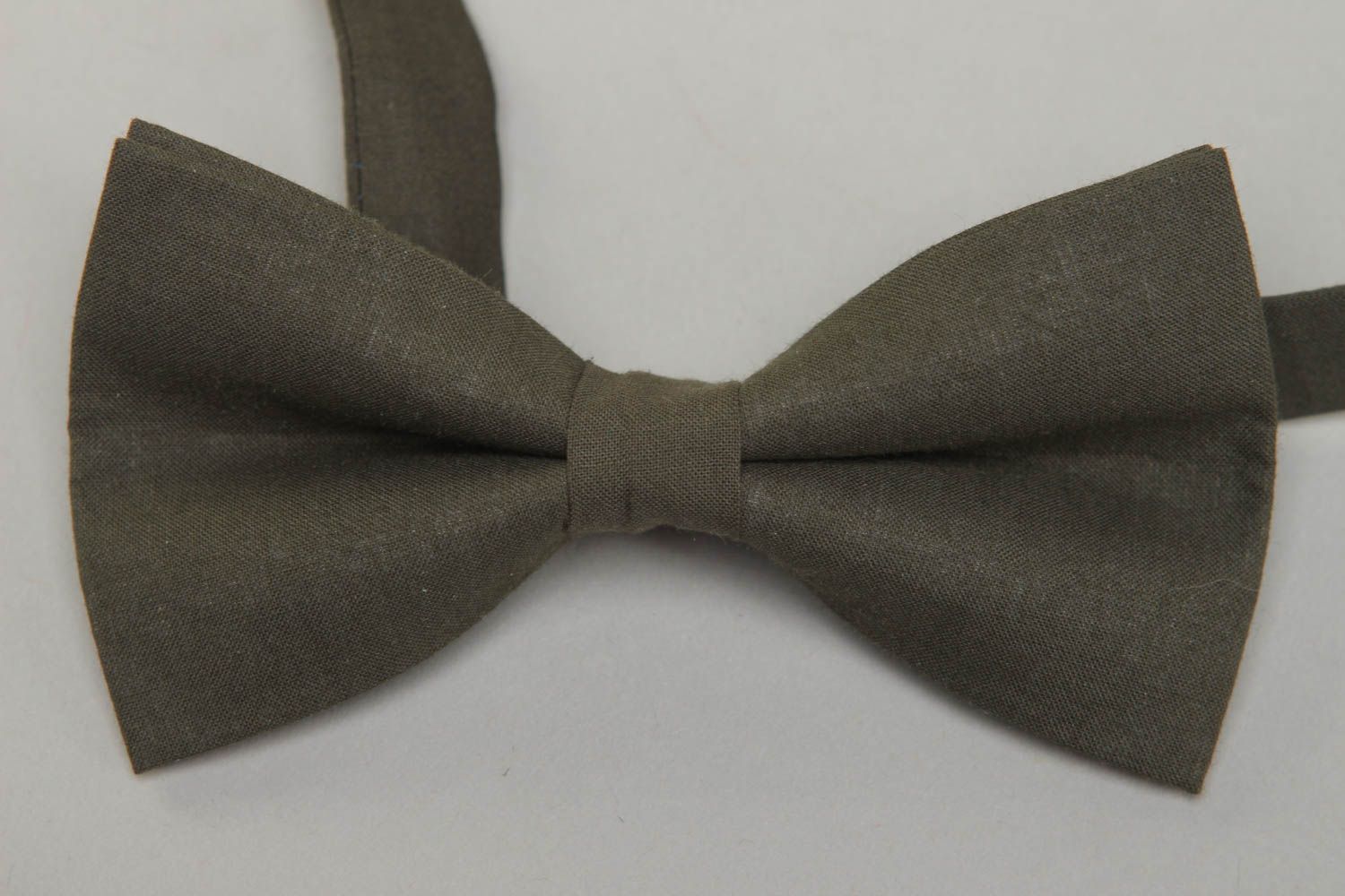 Cotton fabric bow tie of gray color photo 2