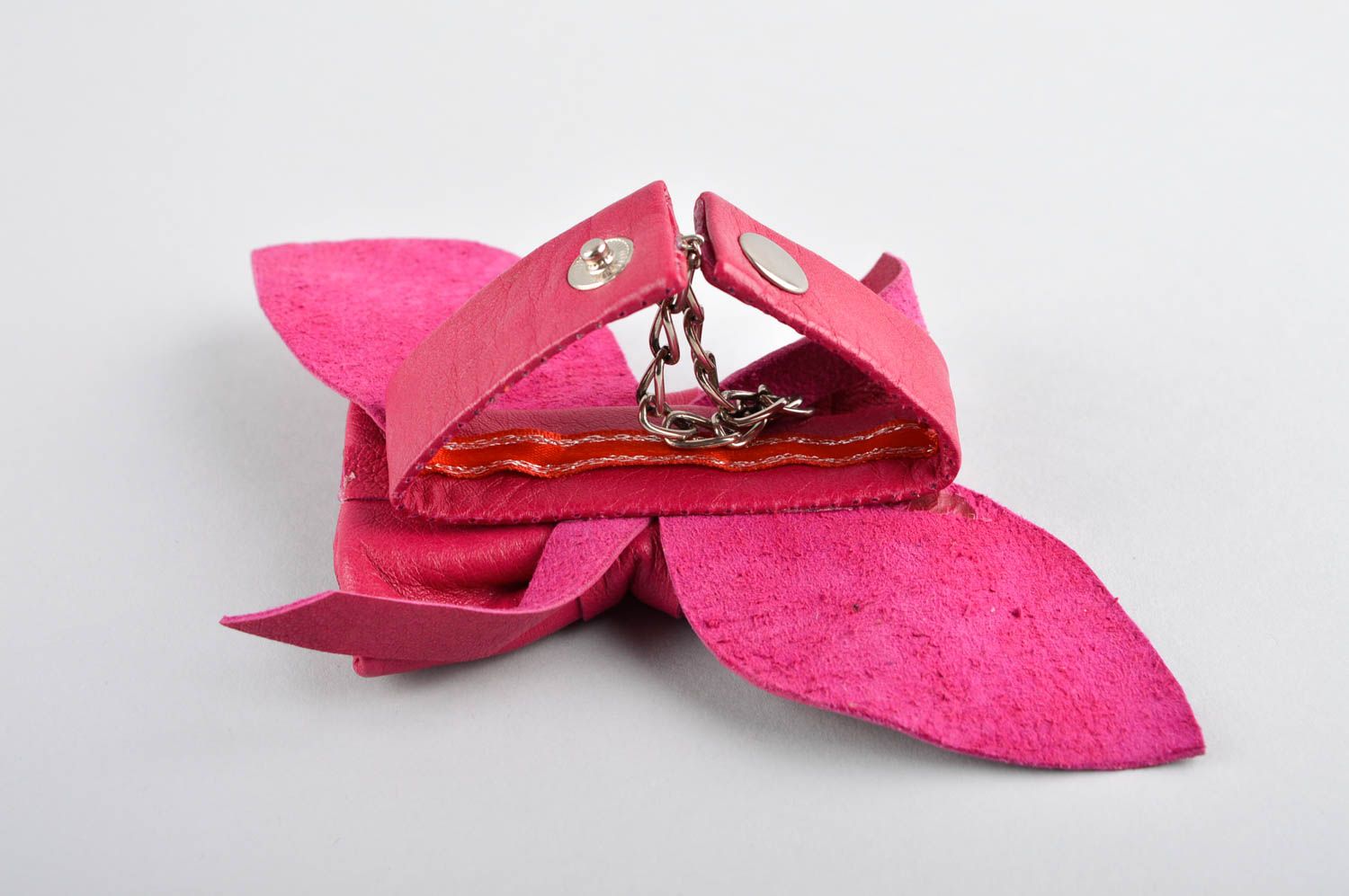 Bracelet noeud rose Bijou fait main en vrai cuir original Cadeau pour femme photo 4