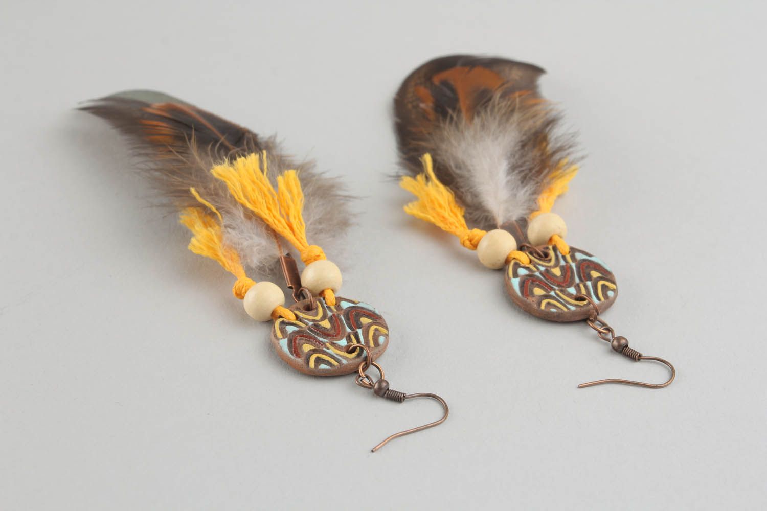 Earrings with feathers photo 2