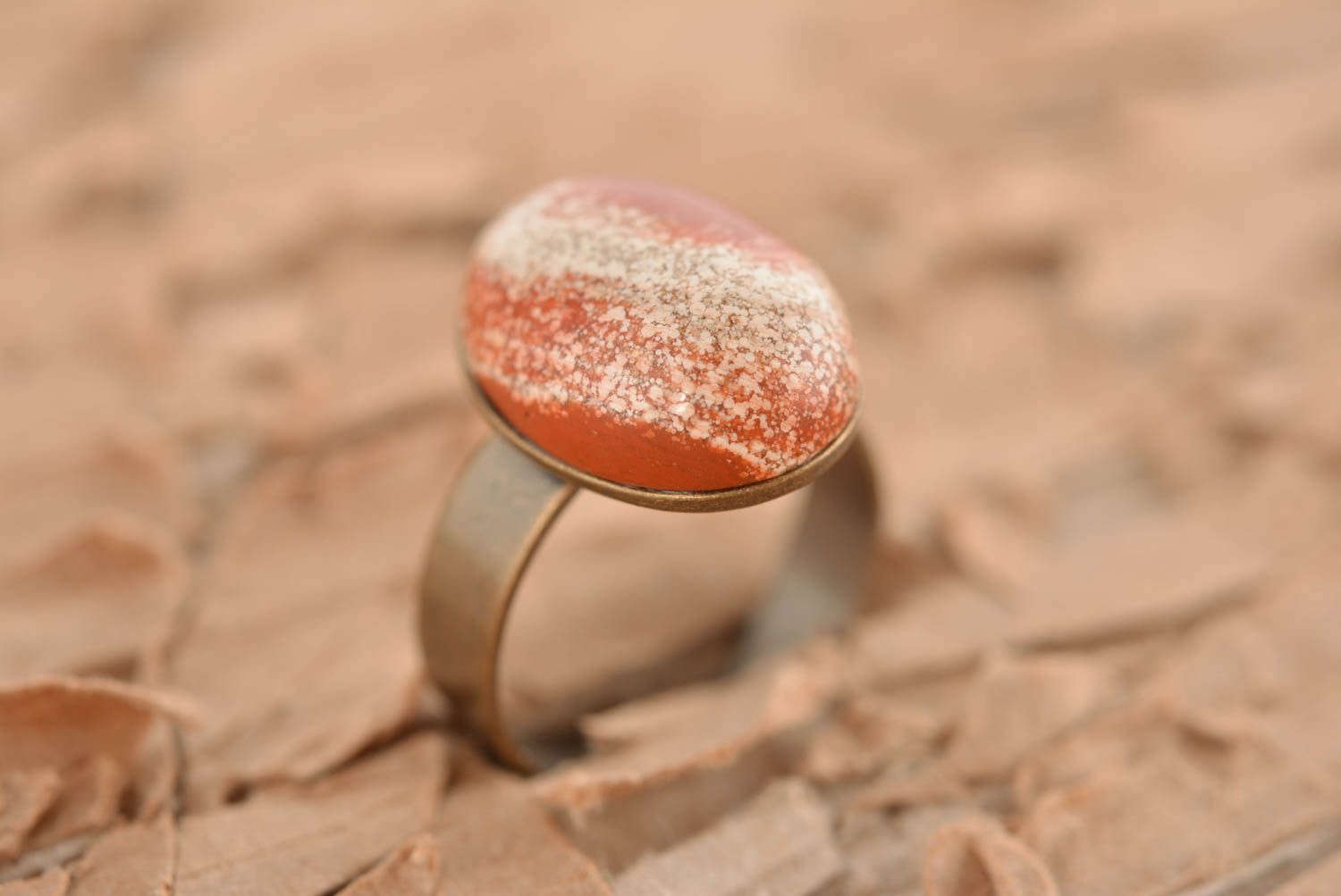 Ring mit Stein handgemacht Geschenk für Mädchen effektvoll Schmuck Ring foto 1