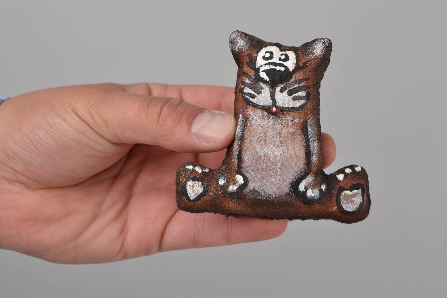 Magnet frigo fait main design original en tissu en forme de chat amusant photo 2