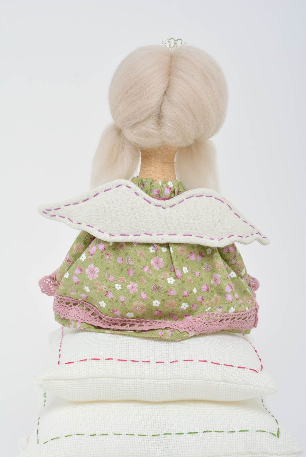 Beautiful homemade linen and cotton fabric soft toy Princess and the Pea photo 5