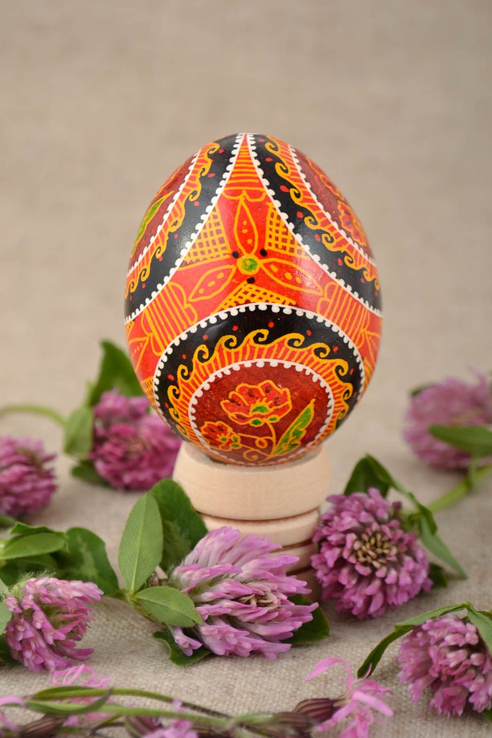 Oeuf de Pâques décoratif peint multicolore aux motifs floraux fait main  photo 1