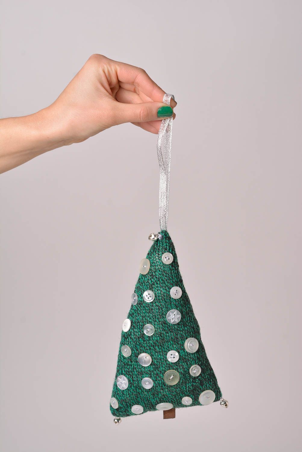 Décoration à suspendre faite main Sapin tissu vert original Décoration Noël photo 2