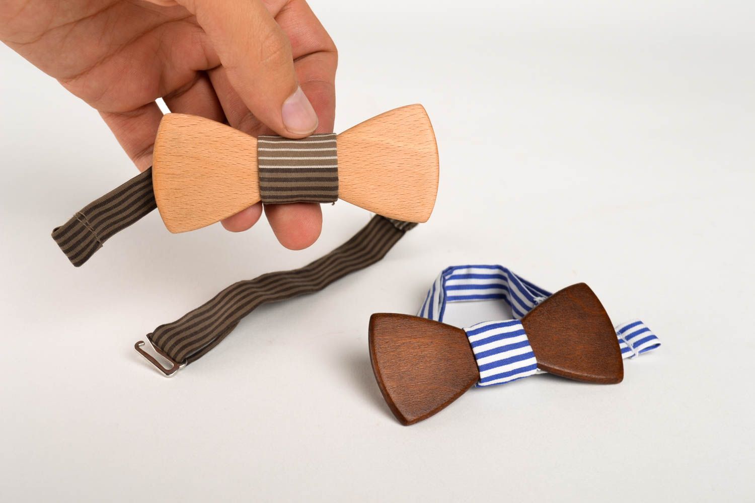2 pajaritas modernas artesanales corbatas de moño accesorios para hombres foto 5