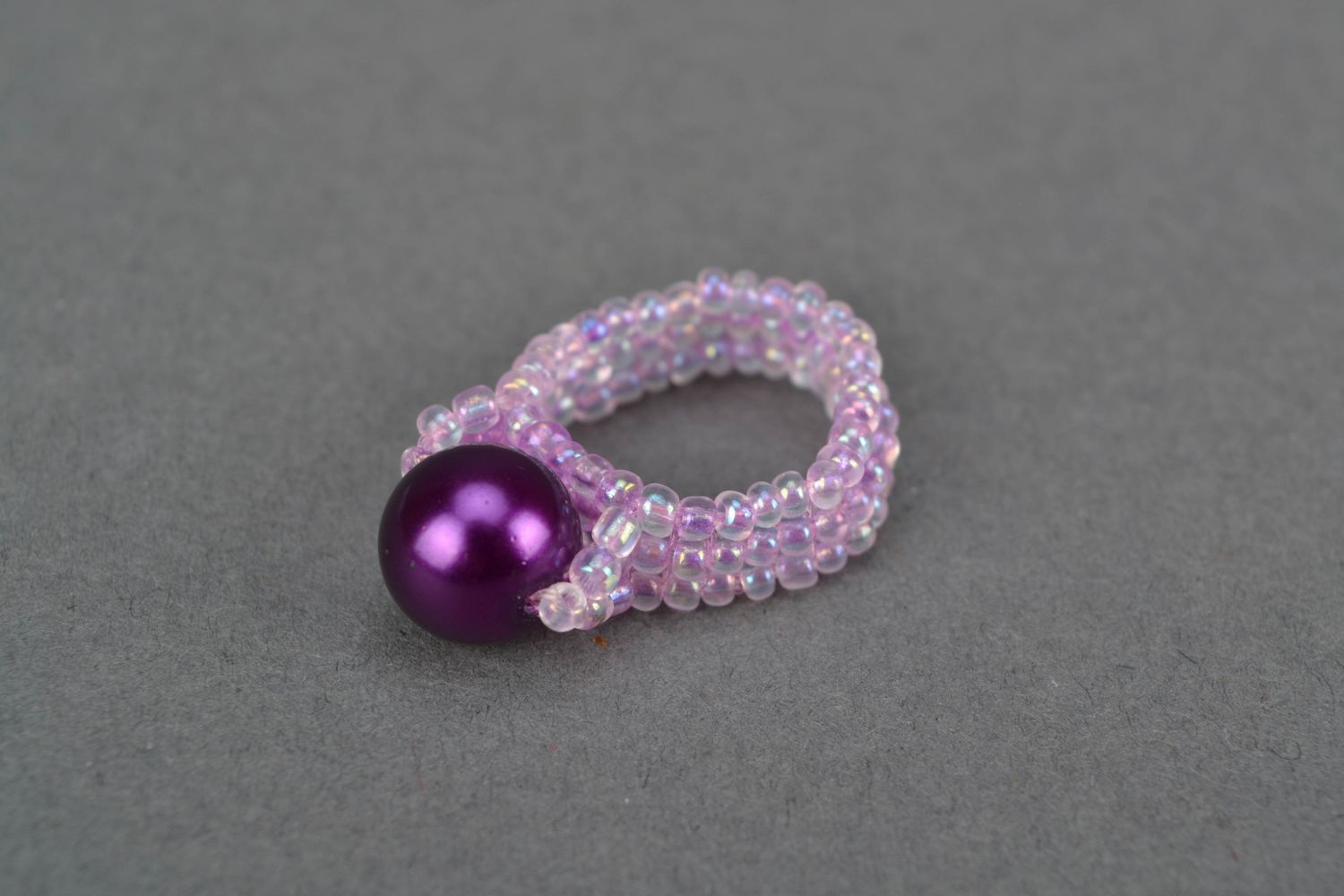 Women's beaded ring Lilac Pearl photo 3