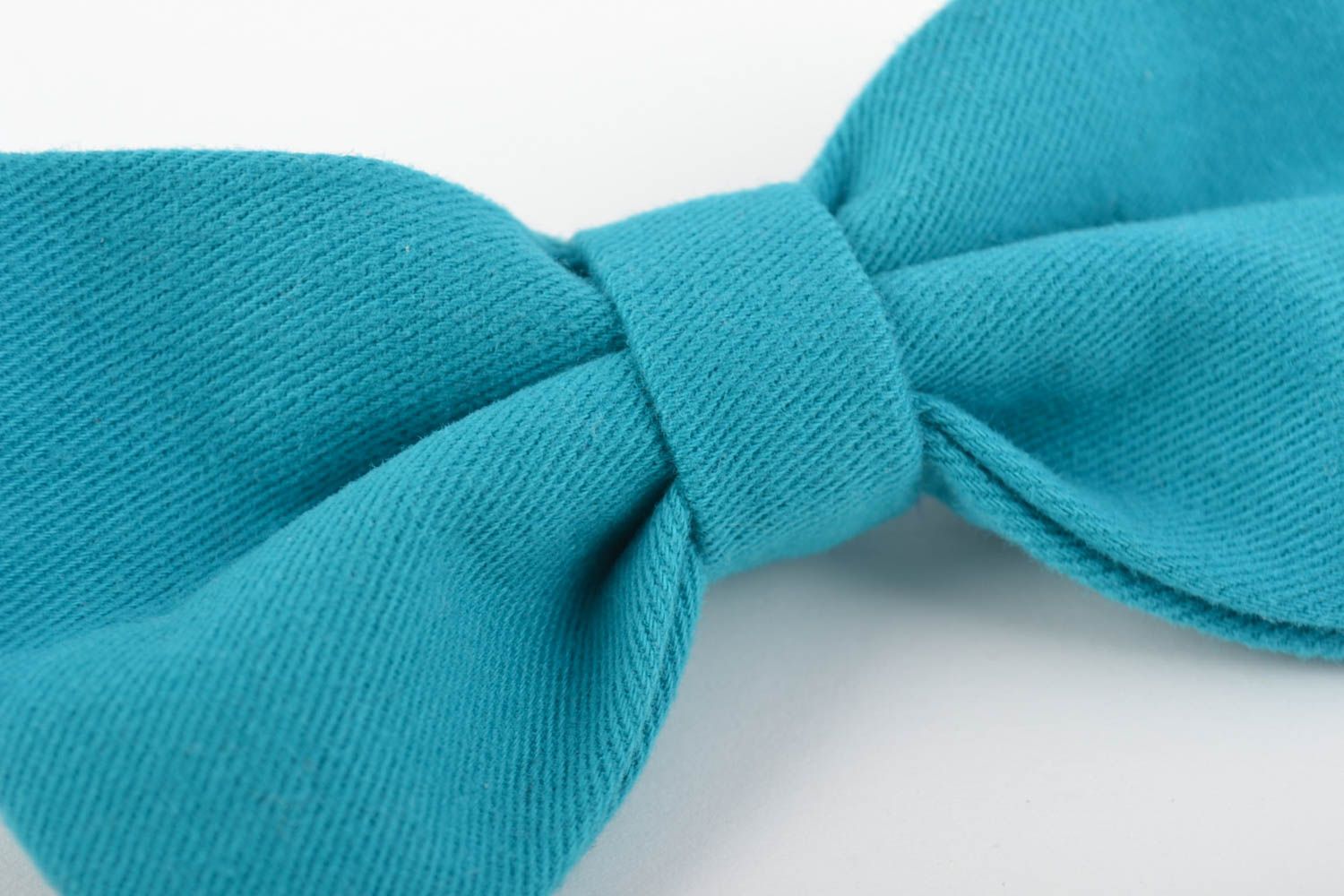Beautiful handmade turquoise fabric bow tie designer accessory for men and women photo 5