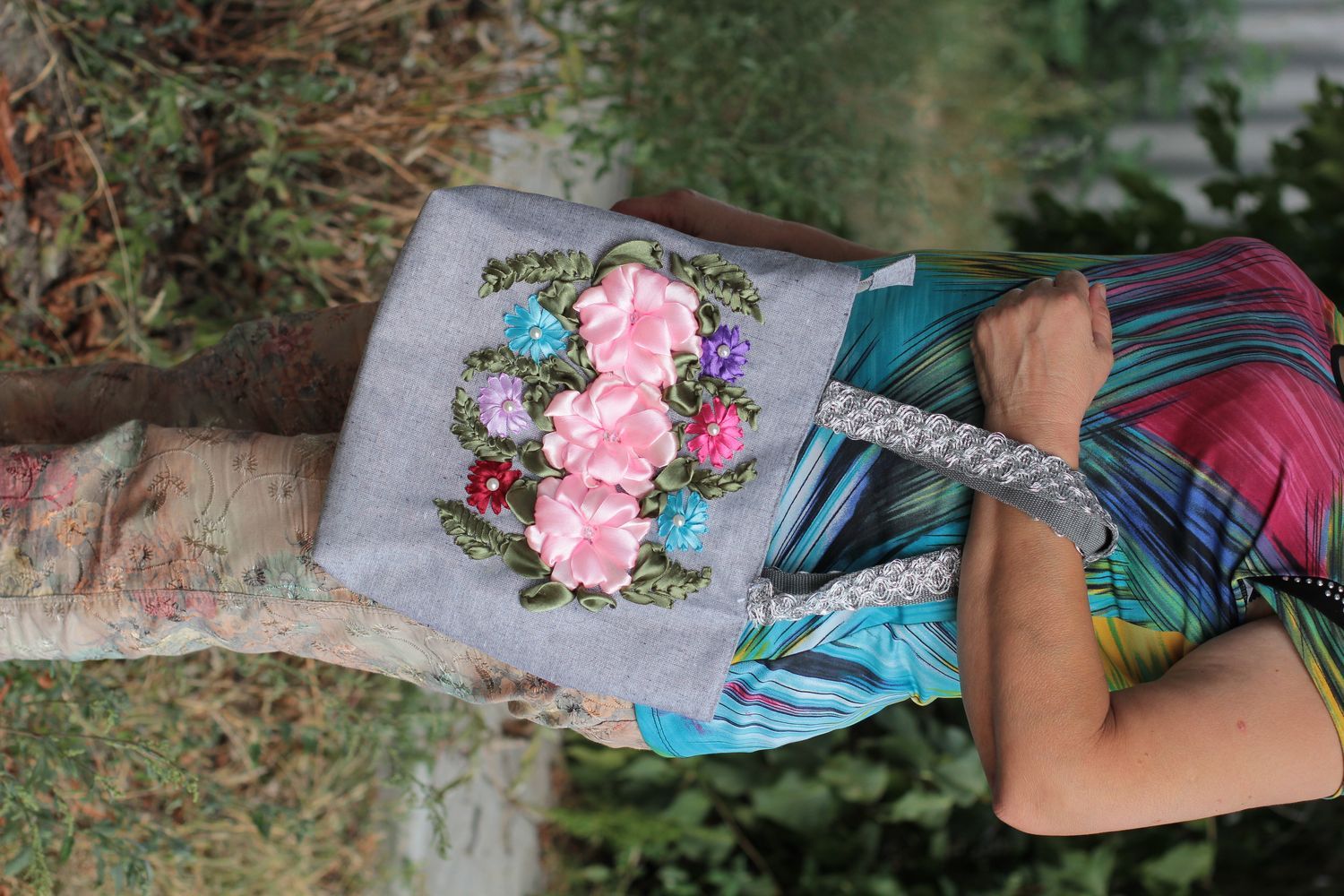 Handmade Stoff Tragetasche Designer Tasche Damen Accessoire Geschenk für Damen foto 5