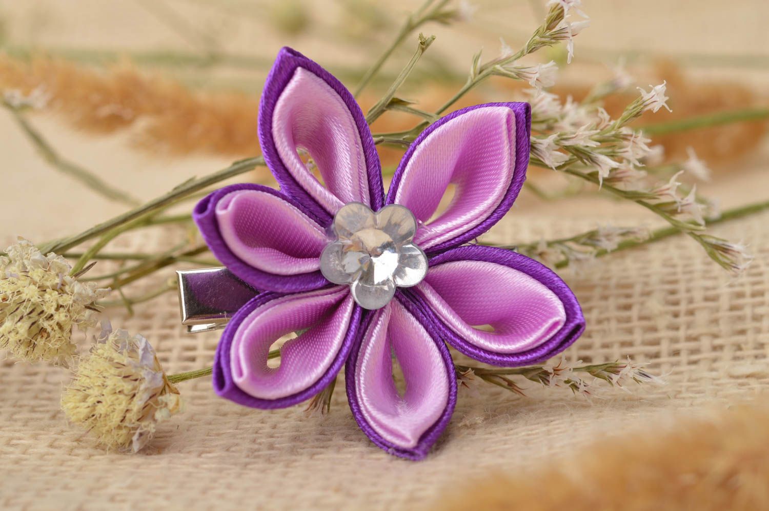 Handmade hair accessories hair clip kanzashi flower designer jewelry cool gifts photo 1