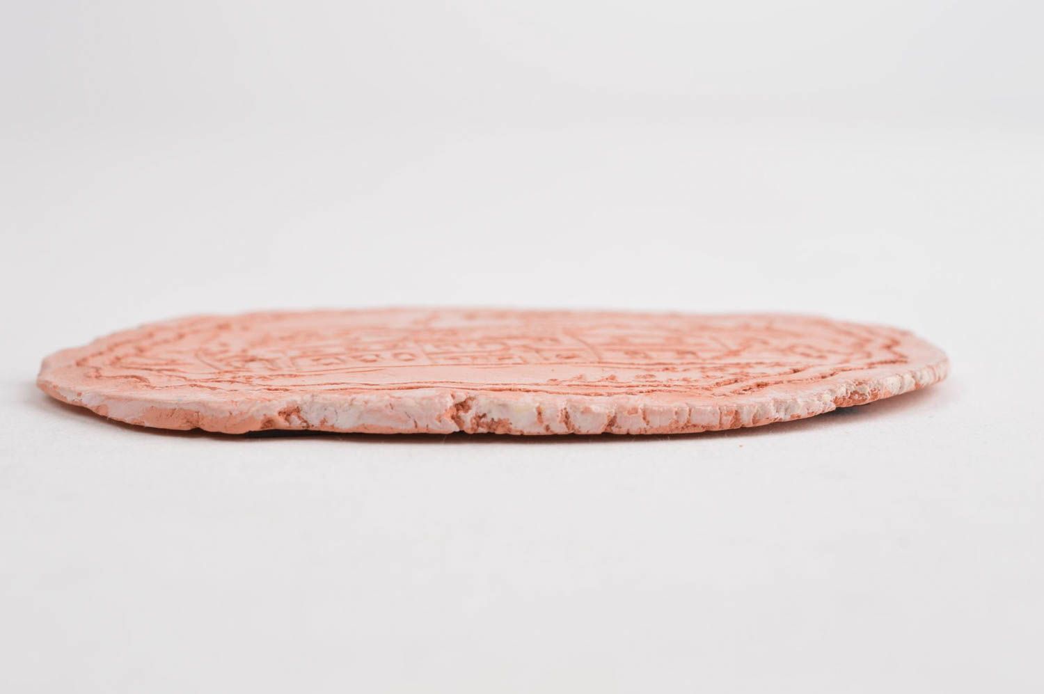 Aimant céramique fait main Magnet frigo marron avec gravure Décoration frigo photo 3
