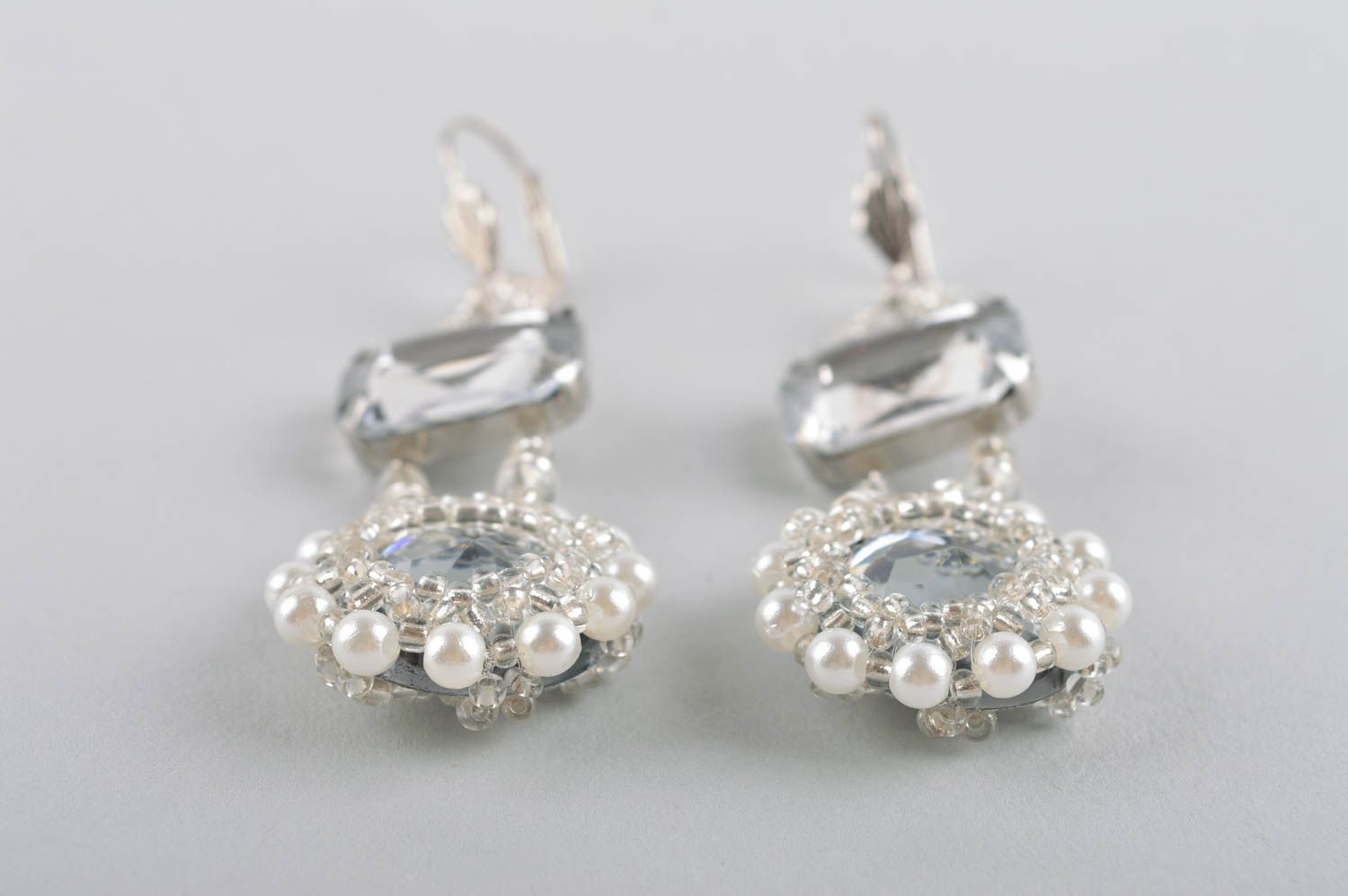 Boucles d'oreilles cristaux Bijou fait main perles de rocaille Cadeau femme photo 4