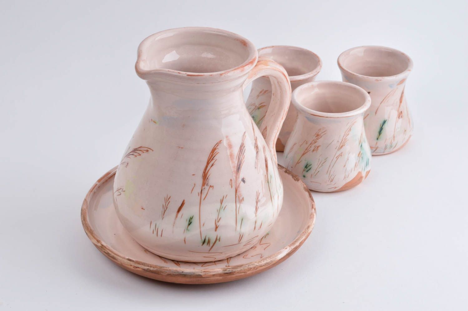 Keramik Geschirr Set handgefertigt Keramik Krug Trinkbecher aus Ton bemalt foto 3