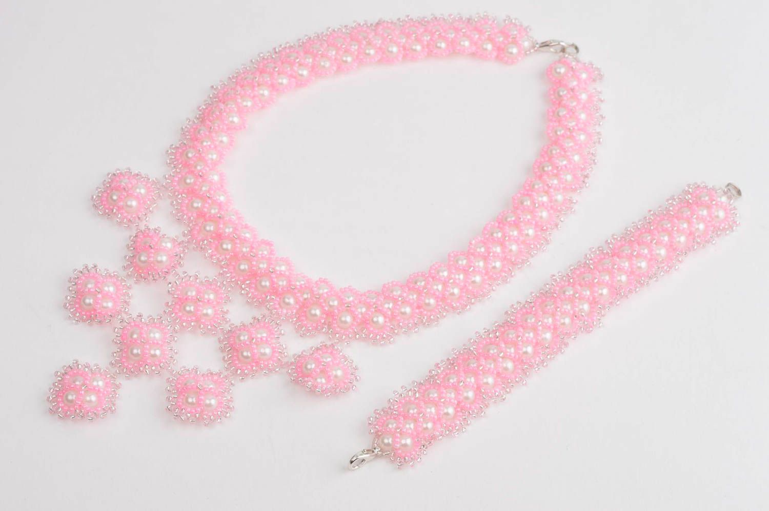Stylish handmade beaded necklace beaded bracelet designs artisan jewelry set photo 2