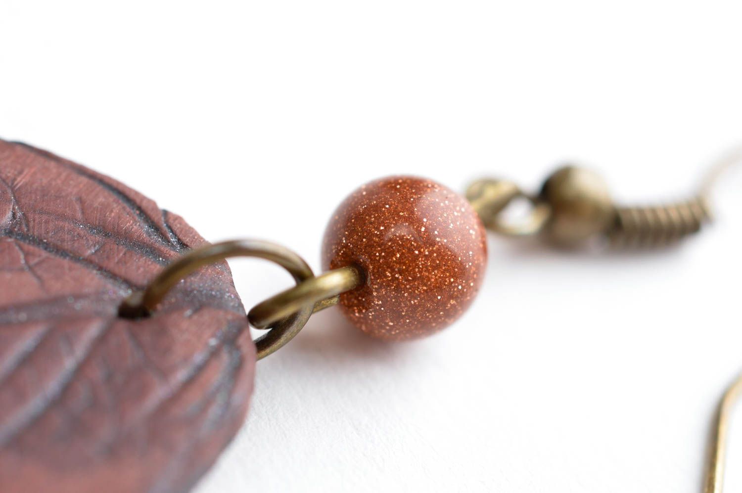 Модные серьги украшение ручной работы серьги из полимерной глины коричневые фото 5