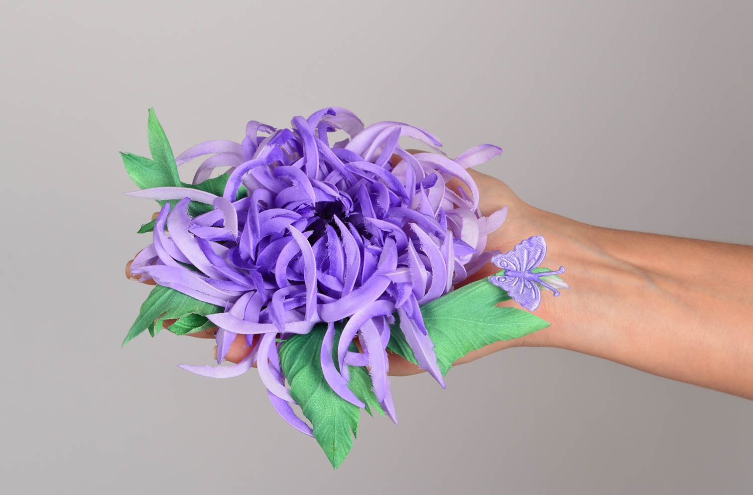 Handgefertigt Blumen Haarspange Haarschmuck Blüte Geschenk für Frauen lila foto 5