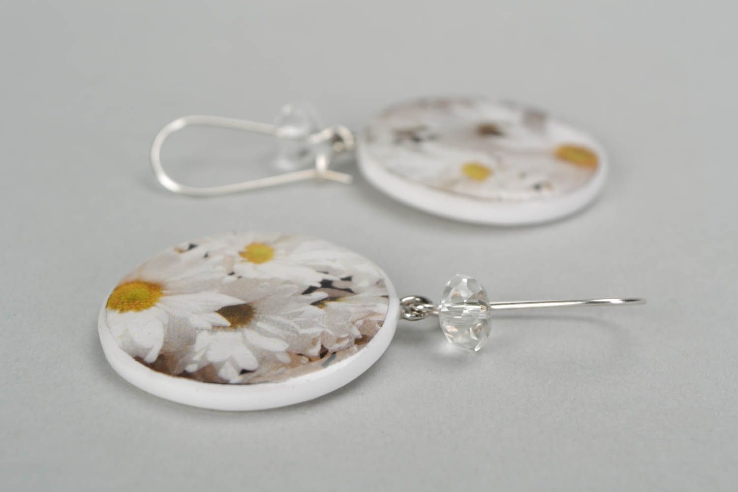 Polymer clay earrings Daisies photo 3