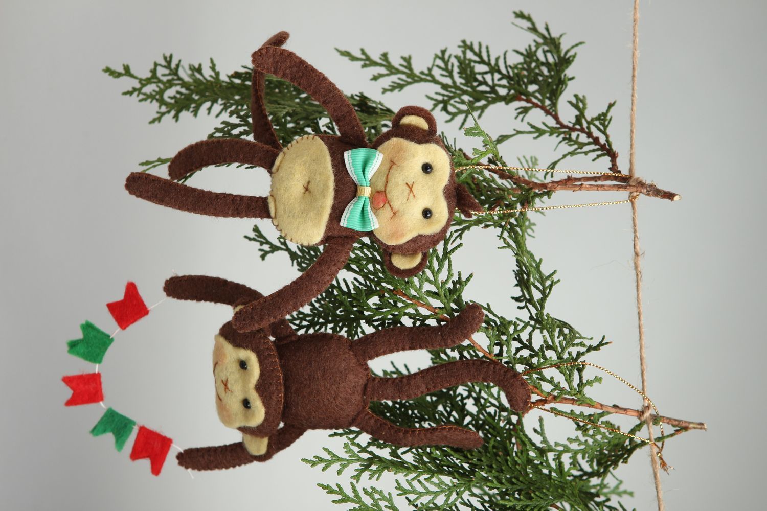Jouets Noël faits main Suspensions décoratives singes Déco maison 2 pièces photo 5