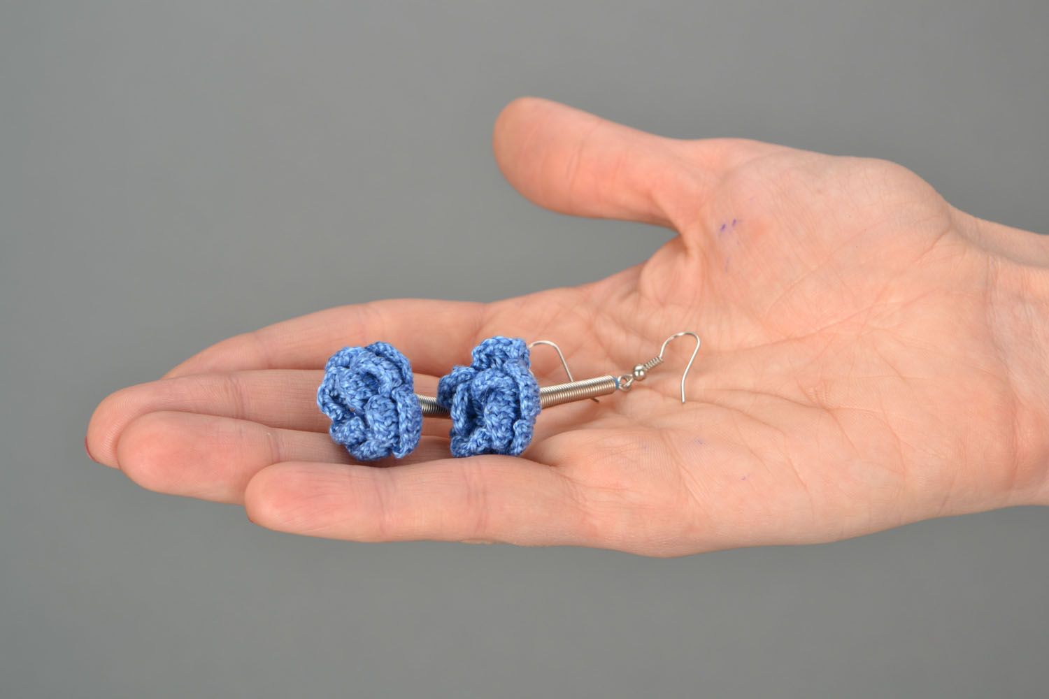 Crochet earrings Cornflowers photo 2