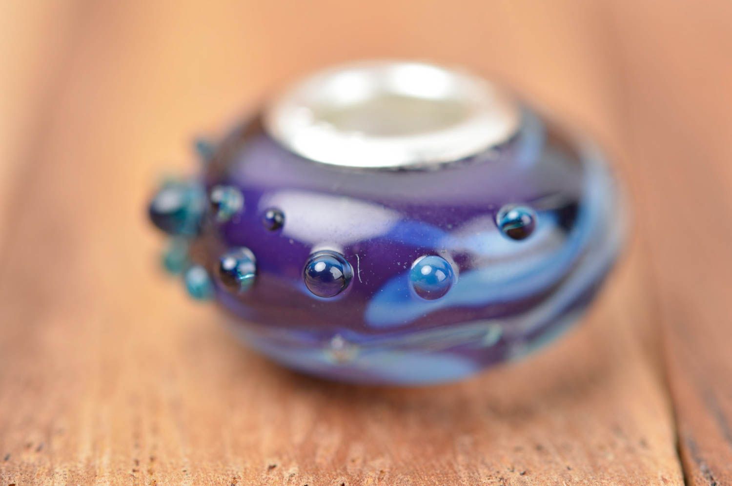 Perle bleue faite main Fourniture pour bijoux verre chalumeau Loisirs créatifs photo 2