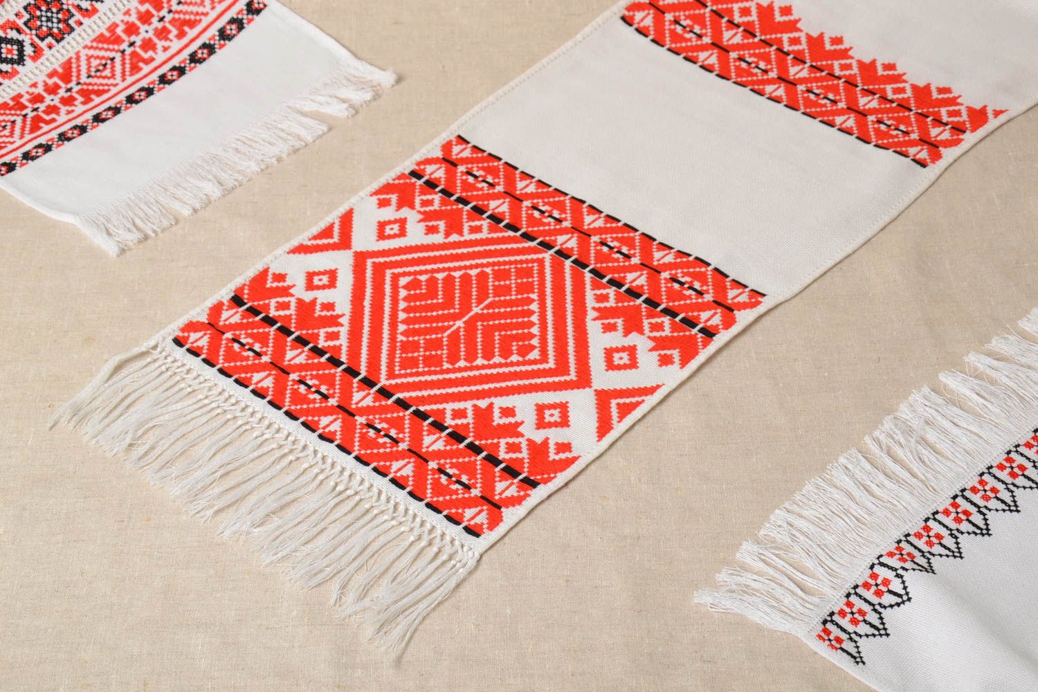 Unique handmade embroidered cotton towel designer engagement gift ethnic decor photo 1