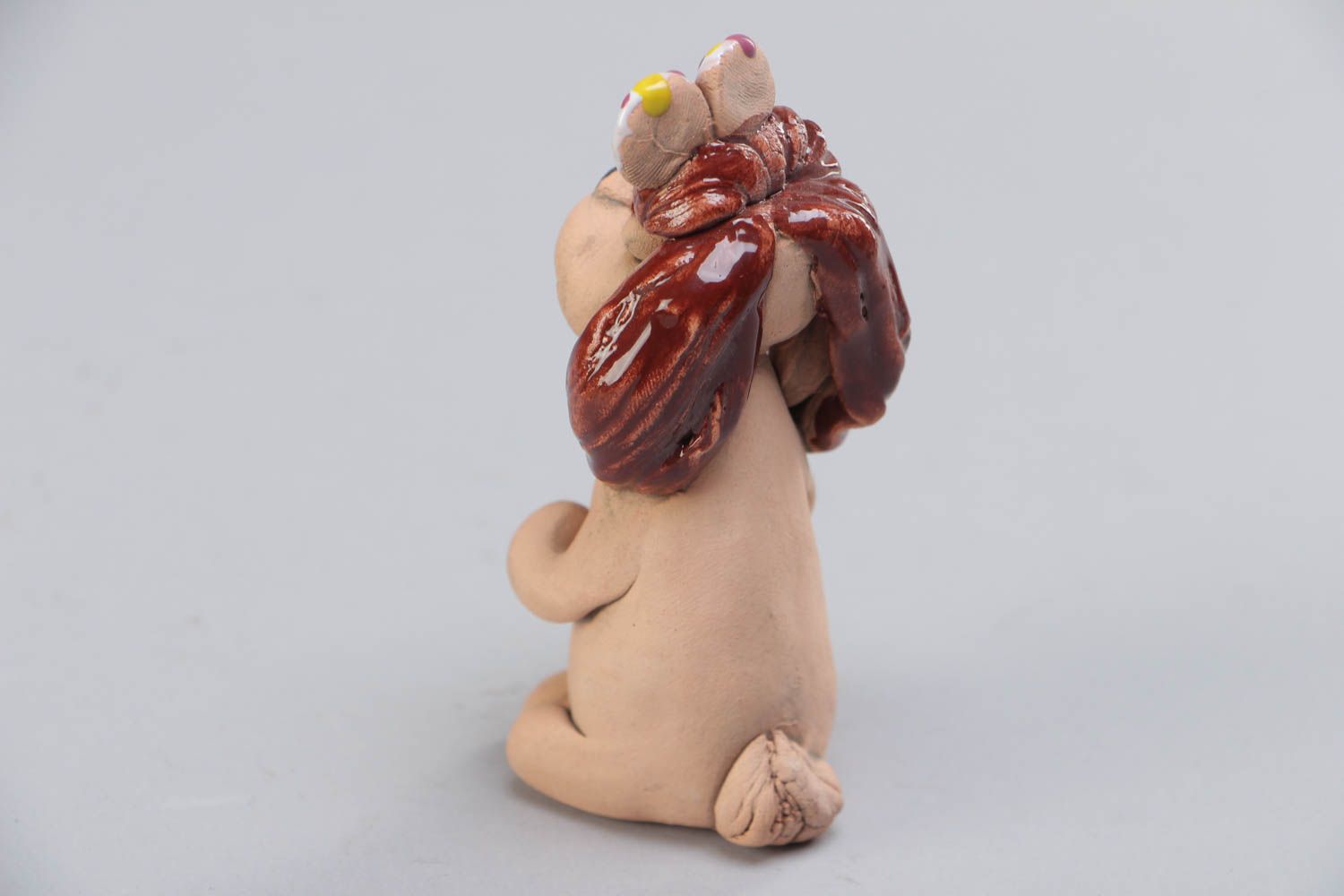 Handmade collectible miniature ceramic animal figurine painted with acrylics dog photo 4